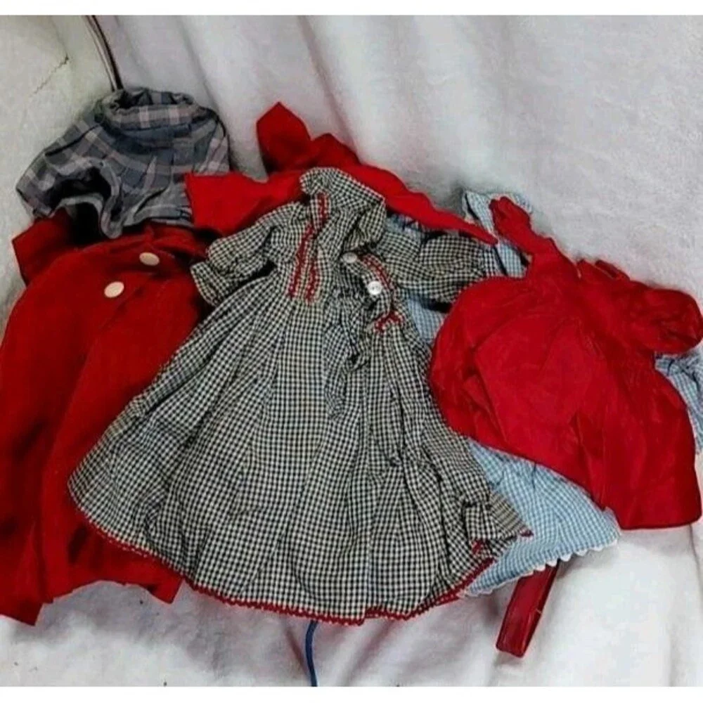Unsearched Estate Attic Lot 28 Pc Vintage Doll Clothes Vests Pants Case As-Is